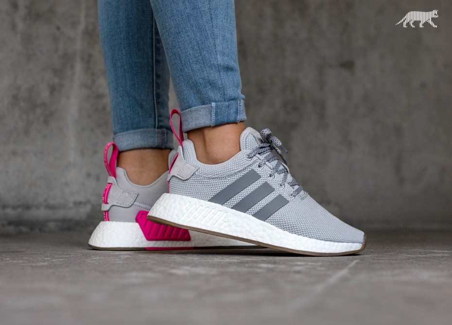 Adidas grey and outlet pink nmd